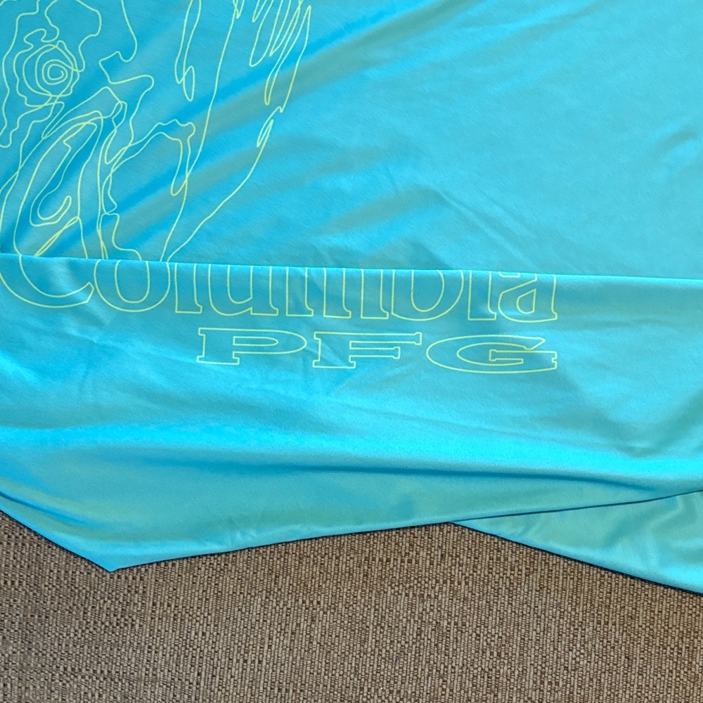 Columbia PFG Turquoise Long Sleeve Shirt Large - Picture 2 of 5